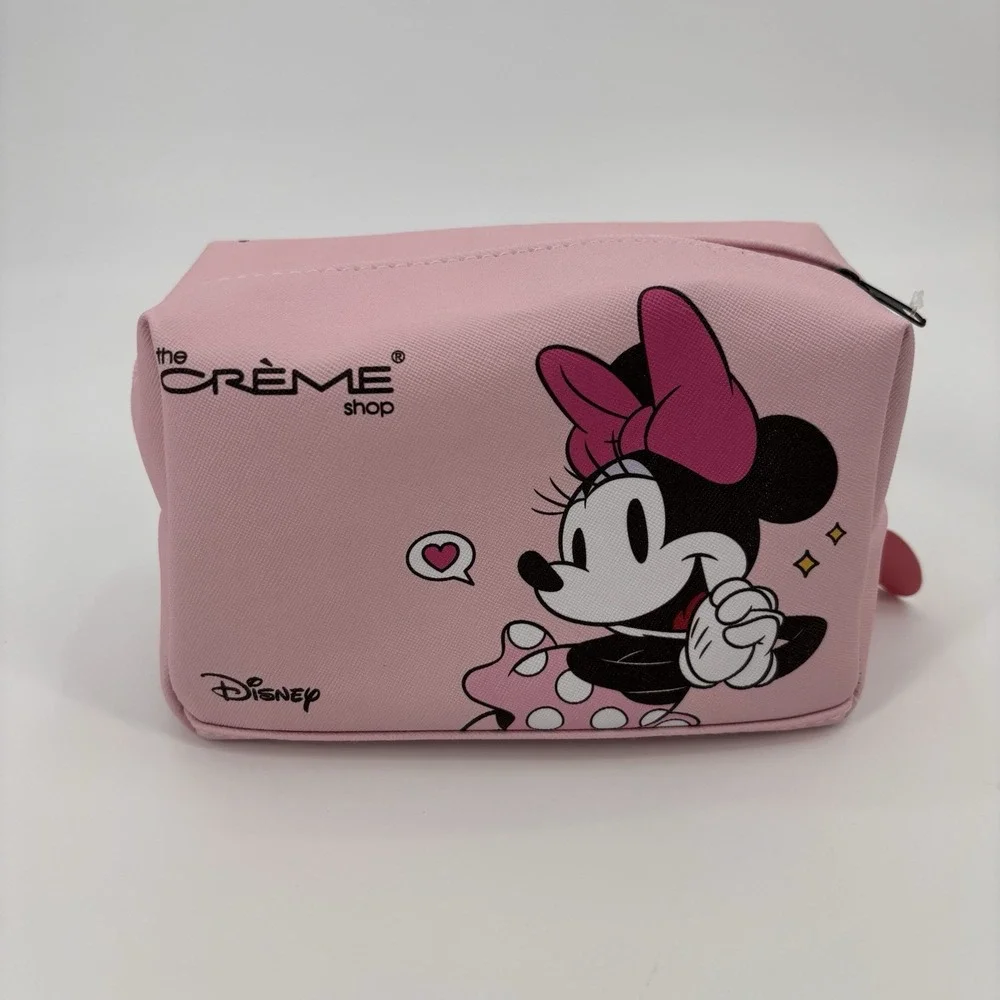 Crème Shop Disney Minnie Mickey Mouse Makeup Bag Pink Zipper Pouch ‎ NWT